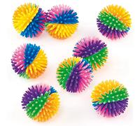 Baker Ross ET402 Rainbow Spiky Bouncy Balls, Rubber Jet Balls for Kids Party Favours (Pack of 8)