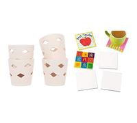 Baker Ross ET671 Ceramic Tealight Holders, Craft Kits for Kids to Paint(Box of 4) & EK3336 Paint Your Own Coasters (Pack of 6) Creativity for Kids to Decorate and Display, Ceramic, 9.5cmx9.5cm