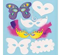Baker Ross ET773 Decorate Your Own Carnival Mask Kit (Pack of 12) Carnival Masks for Kids to Decorate, White
