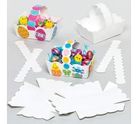 Baker Ross ET883 Easter White Baskets - Pack of 12, Cardboard Baskets, Pre Cut, Scalloped Edges, Handle Included, Craft Decorating