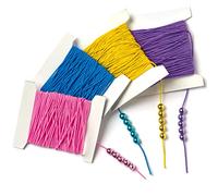 Baker Ross EV117 Coloured Elastic Stretch String Cord for Fabric Crafting String for Bracelet, Jewelry, Necklace & Craft Making 10m per Reel, Assorted, Pack of 4, Reels