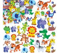 Baker Ross EV3115 Jungle Animal Foam Stickers (Pack of 96) Self Adhesive Puffy Scrapbook Stickers