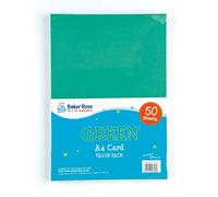 Baker Ross EV869 A4 Green Coloured Card Value Pack (220gsm), Children Art & Craft Activities, Collage, Model Making (Pack of 50)