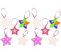 Baker Ross EX628 Ceramic Star Hanging Decorations 9cm with Ribbon, for Children to Paint Decorate & Offer as Gift for Father's Day (Box of 5), One Size (Pack of 2)