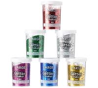 Baker Ross EX807 Jumbo Glitter Shakers for Arts and Crafts - Large (Pack of 6), 100g