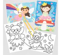 Baker Ross Fairy Sand Art Pictures, Self Adhesive Pre-designed Images for Childrens Sand Art (8 Pack), AT538
