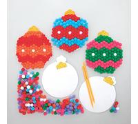 Baker Ross FC111 Christmas Bauble Pom Pom Art Kits - Pack of 5, Design Your Own Christmas Decorations, Pom Pom Decorations for Children to Make, Decorate and Display, Creative Activities for Kids