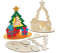 Baker Ross FC115 Christmas Wooden Photo Frame Kits - Pack of 4, Mini Photo Frames, Wooden Crafts to Make and Decorate, Make Your Own Christmas Decorations