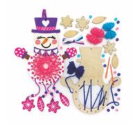Baker Ross FC119 Snowman Wooden Dream Catcher Craft Kits - Pack of 4, Make Your Own Wood Dream Catcher Kit, Christmas Art and Craft for Kids to Make and Decorate