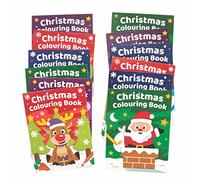 Baker Ross FC173 Christmas Mini Colouring Books for Children - Pack of 12, Colouring Book for Kids, Party Bag Fillers for Kids, Christmas