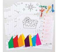 Baker Ross FC242 Nativity Colour In Cracker Kits - Pack of 8, Make Your Own Crackers, Christmas Arts and Crafts for Children to Colour In, Design Your Own Decorations