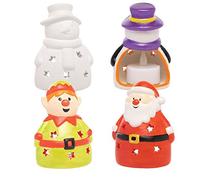 Baker Ross FC257 Christmas Ceramic Tealight Holders - Pack of 3, Tea Lights for Children to Decorate and Display, Ideal Christmas Arts and Crafts Project for Kids