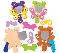Baker Ross FC715 Fairy Mirror Kits - Pack of 4, Girls Crafts Kit, Fairy Party Gift Bag, Craft for Kids
