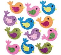 Baker Ross FC716 Bird Glitter Stickers - Pack of 100, Self-Adhesive, Multicolor Foam Stickers for Kids, Crafts, Party Bags, Indoor Use