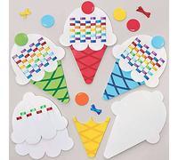 Baker Ross FC795 Rainbow Ice Cream Weaving Kits - Pack of 6, Crafts for Kids and Sewing for Beginners