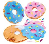 Baker Ross FC800 Doughnut Cushion Sewing Kits - Pack of 2, Craft Kits for Kids, Sewing Crafts for Kids