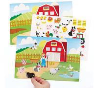 Baker Ross FC803 Farm Sticker Scene Kits - Pack of 5 Kits, Self-Adhesive Stickers for Kids, Crafts for Kids, Stickers for Children