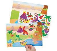 Baker Ross FC806 Dinosaur Sticker Scene Kits - Pack of 5 Kits, Self-Adhesive Stickers for Kids, Crafts for Kids, Stickers for Children