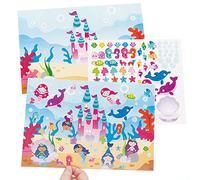 Baker Ross FC839 Mermaid Sticker Scene Kits - Pack of 5 Kits, Self-Adhesive Stickers for Kids, Crafts for Kids, Stickers for Children
