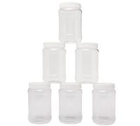 Baker Ross FC888 Plastic Mason Jars - Pack of 6, Craft Storage Containers with Lids, Jar for Small Beads and Sequins