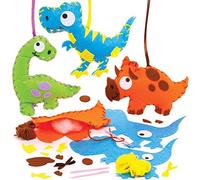 Baker Ross FE116 Dinosaur Decoration Sewing Kits - Pack of 3, Sewing Set for Children, Creative Activities for Kids, Ideal Arts and Crafts Project