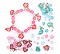 Baker Ross FE142 Flamingo Bracelet Charm Bracelet Kits - Pack of 3, Perfect for Kids Jewellery Making Activities, Bead Art Activities or Party Crafting, Pink,Silver