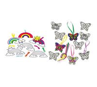 Baker Ross FE148 Rainbow Suncatcher Craft - Pack of 10, Stained Glass & ET815 Butterfly Mini Suncatcher Decorations (Pack of 12)