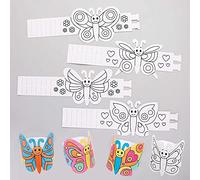 Baker Ross FE149 Butterfly Colour In Bracelet - Pack of 15, Craft for Girls, jewelry Art Set for Kids