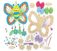 Baker Ross FE152 Butterfly Wooden Dreamcatcher Kits - Pack of 4, Make Your Own Dream Catcher, Craft Set for Children to Decorate and Display