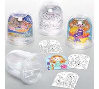 Baker Ross FE158 Mermaid Colour In Craft Snow Globes - Pack of 4, Art Project for Kids, Homemade gifts