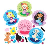 Baker Ross FE168 Mermaid Mix & Match Magnet Kits - Pack of 8, Magnets for Kids, Fridge Magnet for Children, Make Your Own Magnets Craft Kit