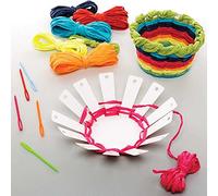 Baker Ross FE184 Rainbow Craft Weaving Baskets - Pack of 5, Introductory Sewing for Beginners and for Kids Arts and Crafts Projects, Blue, Green, Orange, Purple, Red