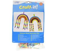 Baker Ross FE186 Rainbow Bead Decoration Kits - Pack of 5, Creative Art And Craft Actvities For Kids To Make And Decorate
