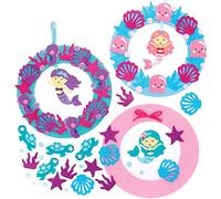 Baker Ross FE189 Mermaid Wreath Decoration Kits - Pack of 3, Foam Craft Activities for Kids to Assemble, Decorate and Display Great as a Gift for Creative Children