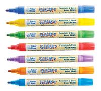 Baker Ross FE193 Rainbow Glitter Porcelain & Deco Paint Pens - Pack of 7, Arts and Crafts Supplies, Acrylic Markers for Kids, Paint Markers for Children