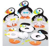 Baker Ross FE201 Puffin Craft Pom Pom Kits - Pack of 3, Childrens Art Make Your Own Fluffy Pom Friend