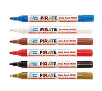 Baker Ross FE212 Pirate Deco Paint Pens - Pack of 6, Arts and Crafts Supplies, Acrylic Markers for Kids, Paint Markers for Children