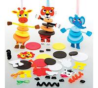 Baker Ross FE259 Jungle Animal Stacking Kits - Pack of 6, Foam Craft Activities for Kids to Assemble, Decorate and Display, Great as a Gift for Creative Children