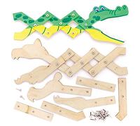 Baker Ross FE279 Jungle Animal Wooden Extending Puppet Kits - Pack of 3, Snapping Puppets for Kids to Craft and Decorate