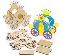 Baker Ross FE291 Princess Carriage Woodcraft Kits - Pack of 4, Wooden Crafts for Children to Decorate and Display, Kids Educational Activity
