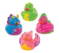 Baker Ross FE318 Dinosaur Rubber Duck Bath Toys - Pack of 8, Baby Toys, Party Bag Fillers for Kids, Mini Toys for Children