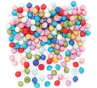 Baker Ross FE339 Pearlised Pom Pom Beads - Pack of 250, Multi Coloured Embellishments for Children's Jewellery Making, Arts Crafts and Crafting Activities