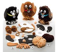 Baker Ross FE365 Dog Craft Pom Pom Kits - Pack of 3, Childrens Art Make Your Own Fluffy Pom Friend