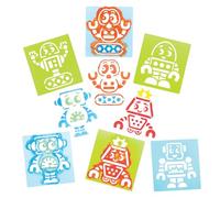 Baker Ross FE382 Robot Stencils - Pack of 8, Plastic Stencils for Children, Art Set for Kids to Create and Design Themed Books, Cards and Pictures