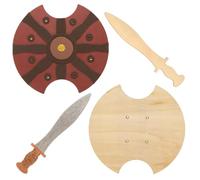 Baker Ross FE458 Gladiator Wooden Swords and Shields - Pack of 2, Wooden Set, Paintable, Costume Accessory, Dress Up
