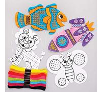 Baker Ross FE498 Colour-in Cross Stitch Kits - Pack of 8, Sewing for Beginners, Make Your Own for Kids, Cross Stitch for Children