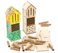 Baker Ross FE508 Wooden Bug Hotel Kits - Pack of 2, 7.5cm x 22.5cm x 7cm, 3mm Plywood, Paintable, Garden Projects, Craft Kits