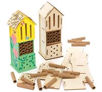 Baker Ross FE508 Wooden Bug Hotel Kits - Pack of 2, Woodcraft Activities to Pai