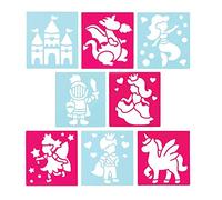 Baker Ross FE540 Fairy Tale Stencils - Pack of 8, Plastic Stencils for Children, Art Set for Kids to Create and Design Themed Books, Cards and Pictures