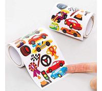 Baker Ross FE615 Racing Car Sticker Rolls - Pack of 600, Kids Stickers, Ideal for Children's Arts and Crafts Projects, Great for Card Making and Scrapbooking